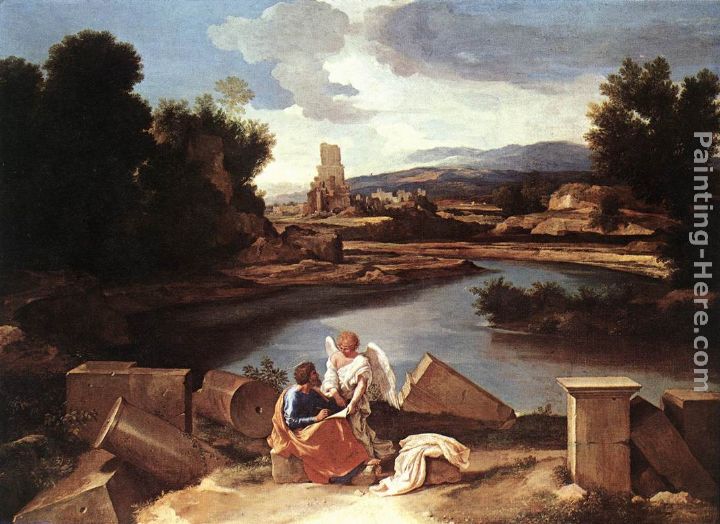 Landscape with St Matthew and the Angel painting - Nicolas Poussin Landscape with St Matthew and the Angel art painting